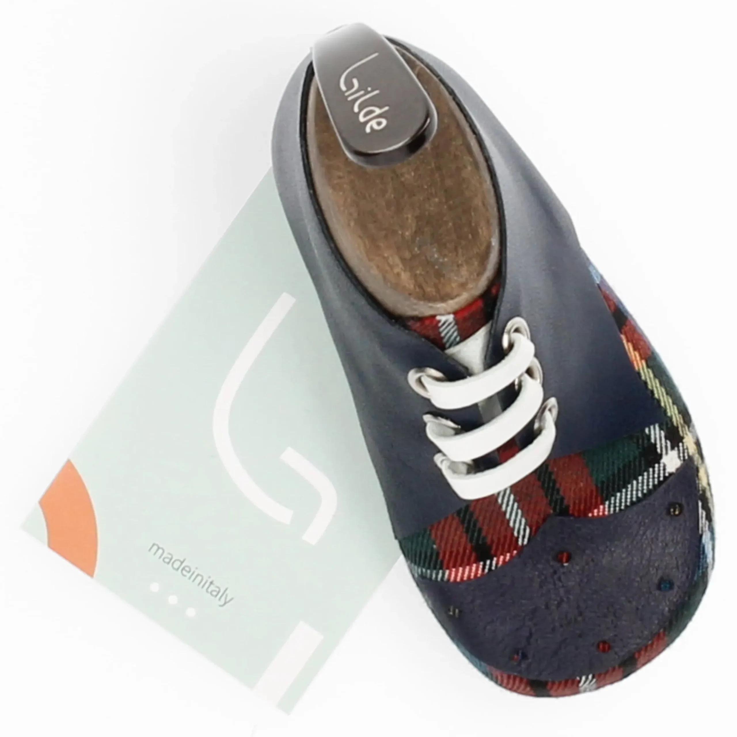 Discount Patère murale pièce unique motif tartan bleu marine Décoration & Maison