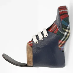 Discount Patère murale pièce unique motif tartan bleu marine Décoration & Maison