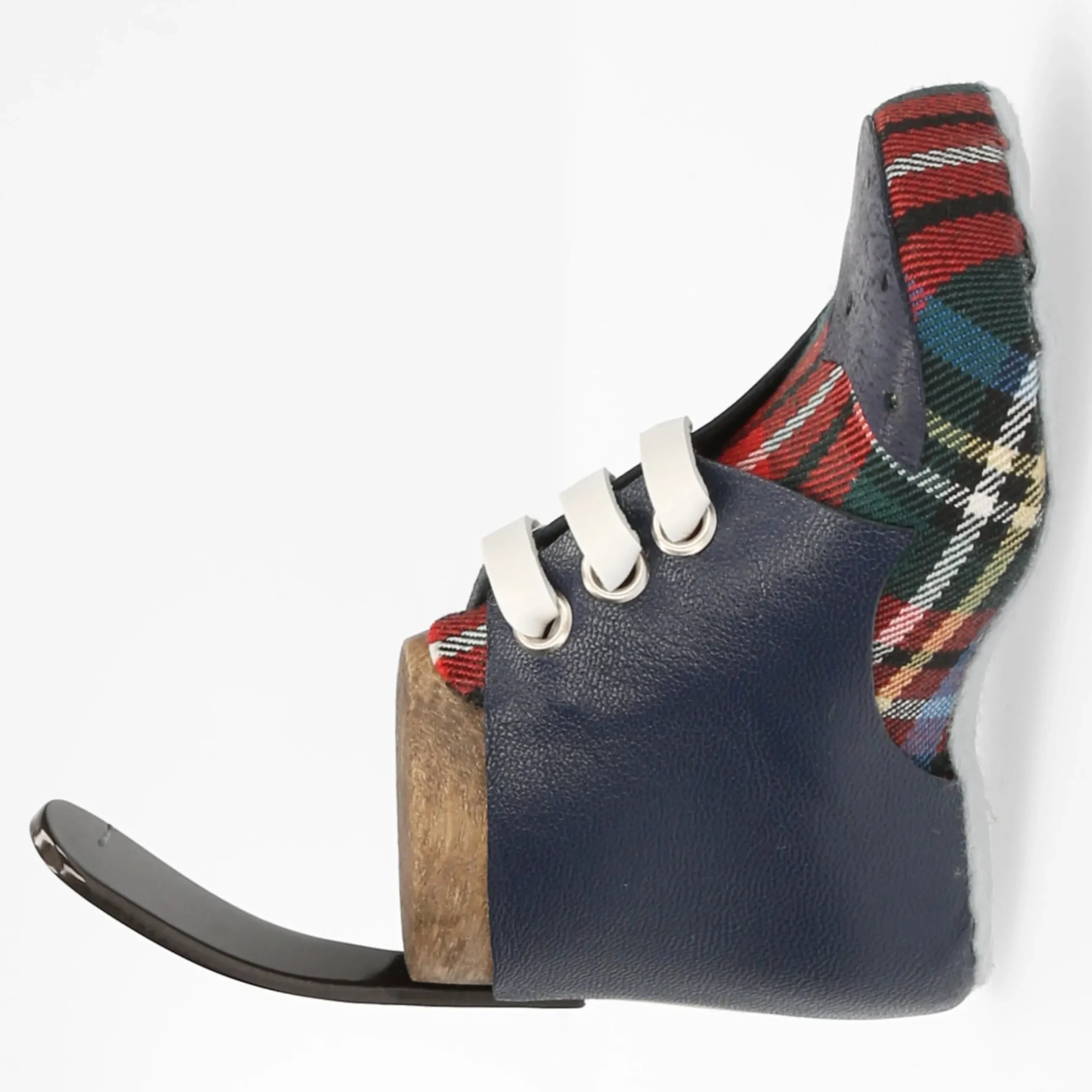 Discount Patère murale pièce unique motif tartan bleu marine Décoration & Maison